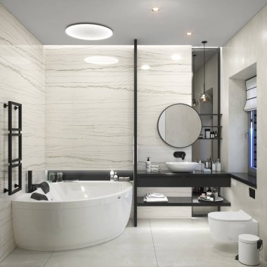 Bathroom design ideas, 3D render