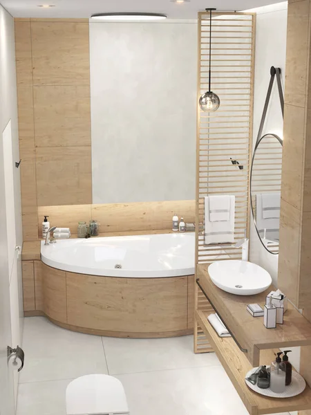 Mestre Banheiro Ideias Design Renderização — Fotografia de Stock