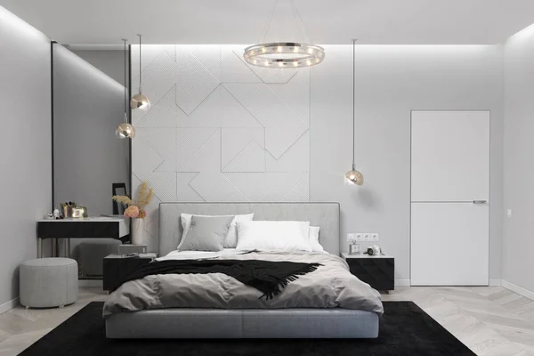 Bedroom in conservative styling, 3D render