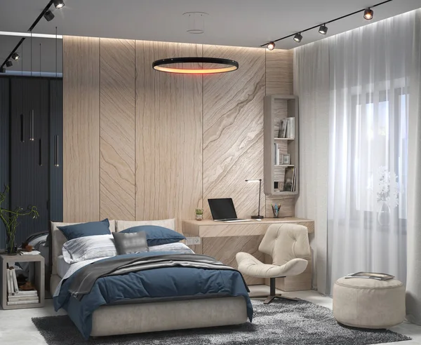 Ідеї Дизайну Спальні Візуалізація — стокове фото