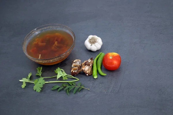 Pimenta Preta Tomate Rasam Sopa Clara Estilo Indiano Receita Comida — Fotografia de Stock