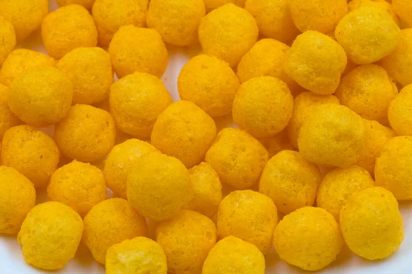 Selective Focused Cheese Puff Balls Isolated White Background Include Clipping — Stock Photo, Image