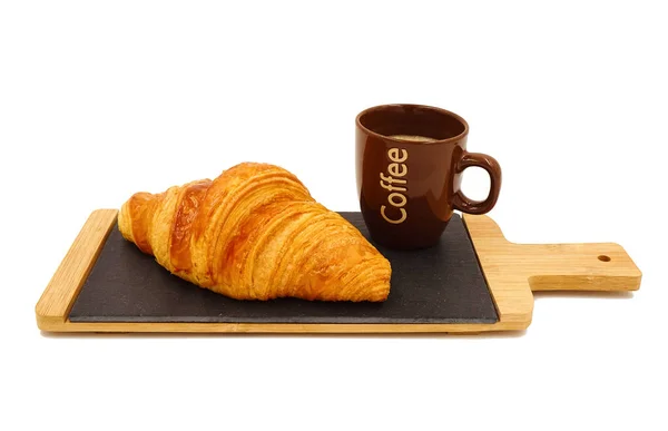 Café Croissant Pour Petit Déjeuner — Photo