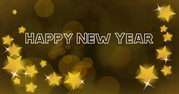 Cartão Feliz Ano Novo Com Estrelas Douradas — Fotografia de Stock