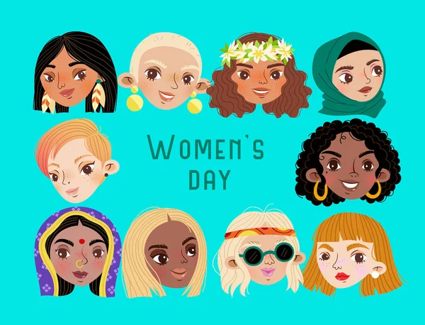  Illustration with women, international women's day.