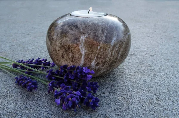 Candle Lavender Card Deepest Sympathy Hope All Saints Day — Fotografia de Stock
