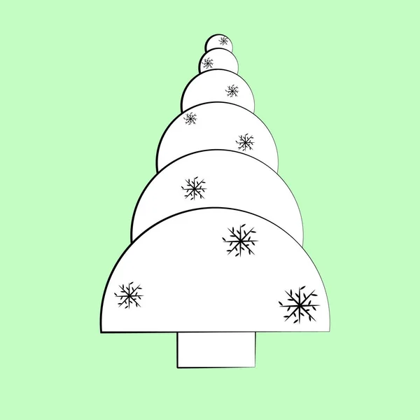 Weißer Weihnachtsbaum Aus Kreisen Mit Schneeflocken Für Eine Ungewöhnliche Karte — Stockvektor