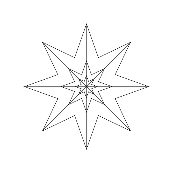 黒と白の8角星のスケッチです — ストックベクタ