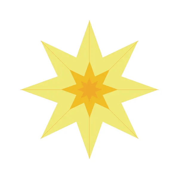 Één Schets Van Een Achthoekige Ster Geel Oranje — Stockvector