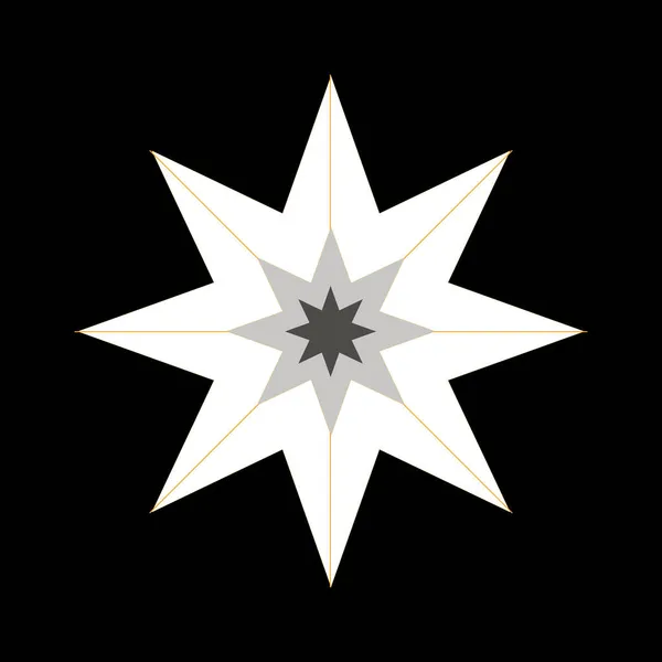 Beyaz Gri Tonlarda Sekiz Kömür Yıldızının Çizimi — Stok Vektör