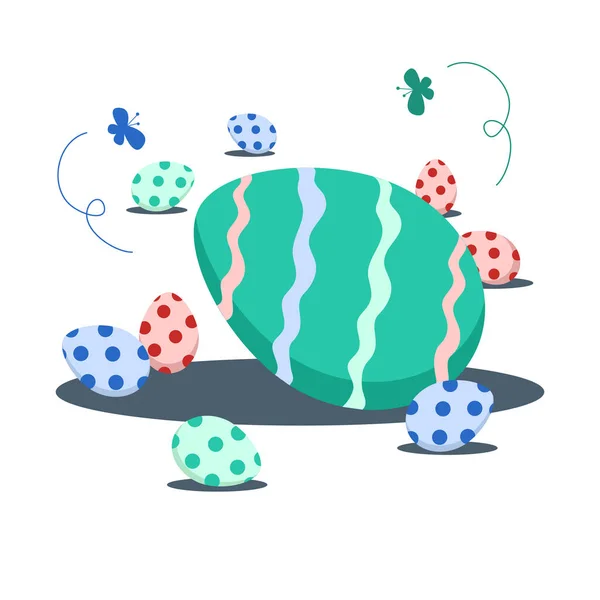 Gekleurde Paaseieren Van Verschillende Maten Klaar Voor Pasen — Stockvector