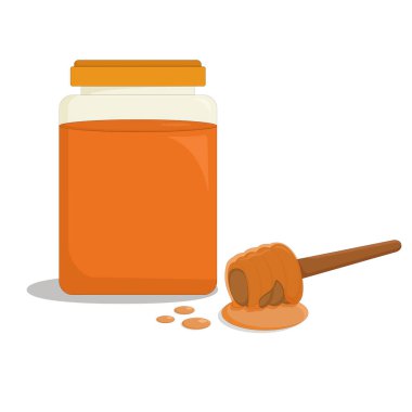 şeffaf cam kavanoz kokulu bal ve ahşap bir sopa