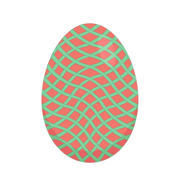 Huevo Pascua Rojo Con Patrón Verde — Vector de stock
