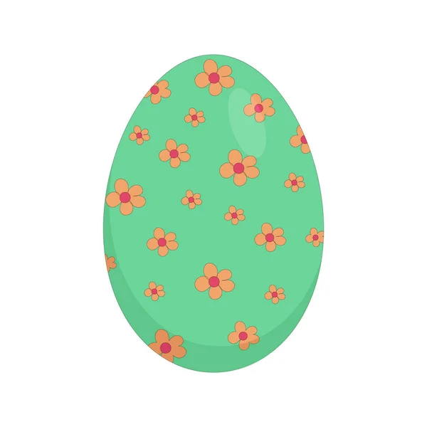 Huevo Gallina Pascua Color Verde Con Flores — Vector de stock