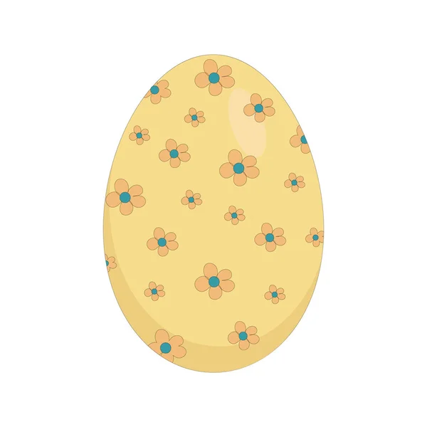Uovo Pollo Pasquale Colore Giallo Con Fiori — Vettoriale Stock