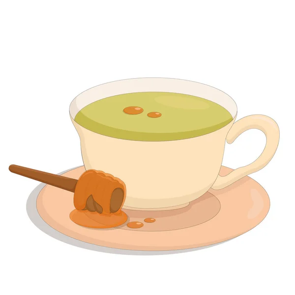 Small Mug Fragrant Green Tea Honey — Stock Vector