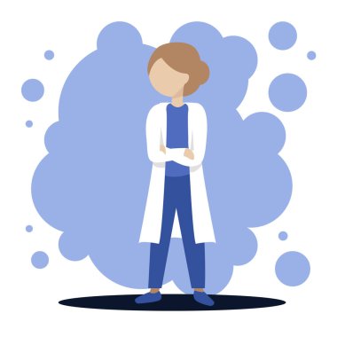 Mavi cerrah ve beyaz önlüklü bir doktor karakteri.