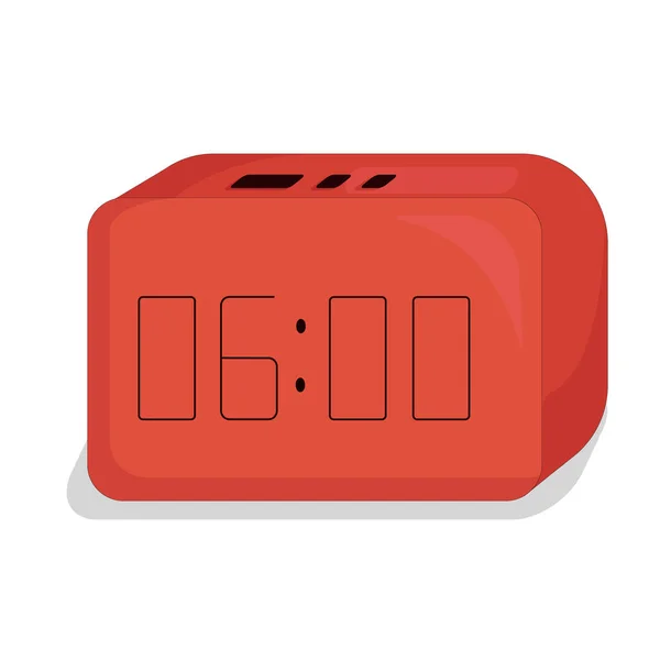 Reloj Digital Rojo Las Seis Punto — Vector de stock