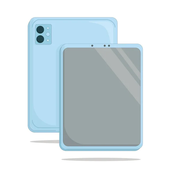 Mince Petite Tablette Avec Caméra Bleue — Image vectorielle