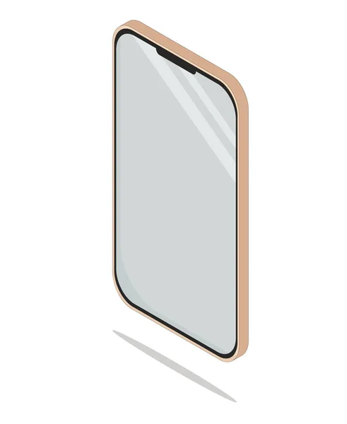 Petit Mince Téléphone Couleur Beige Écran Gris Volume — Image vectorielle