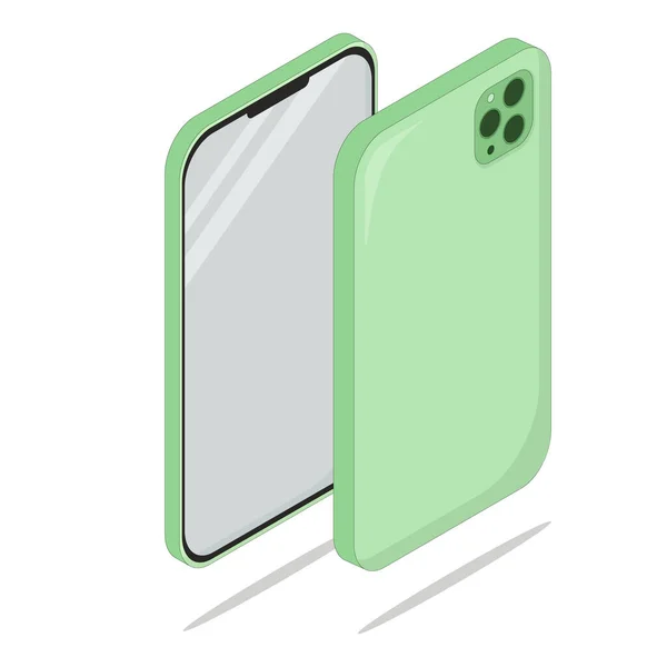 Petit Mince Téléphone Couleur Verte Volume — Image vectorielle