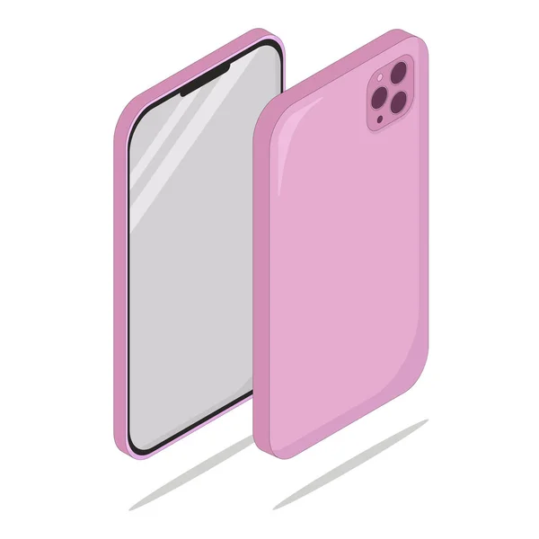 Petit Mince Téléphone Couleur Rose Volume — Image vectorielle