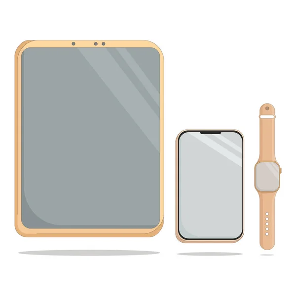 Ensemble Gadgets Tablette Téléphone Montre — Image vectorielle