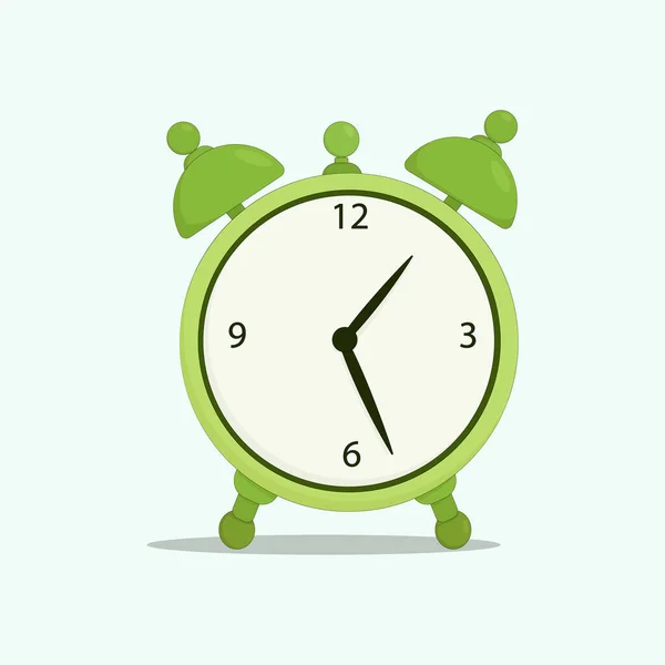 Reloj Despertador Verde Establecido Para Día — Vector de stock