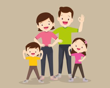 Güçlü aile egzersizleri. Sağlıklı aile kavramı.
