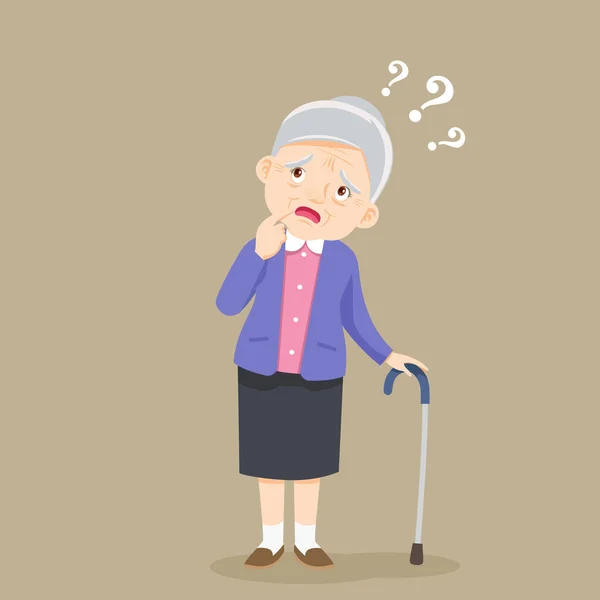 Elderly Suffering Amnesia Senior Woman Gesture Having Forgotten Somethi — Stock Vector