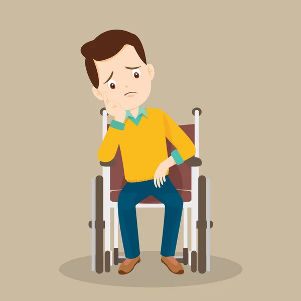 Patient Mit Besorgtem Gesichtsausdruck Rollstuhl — Stockvektor