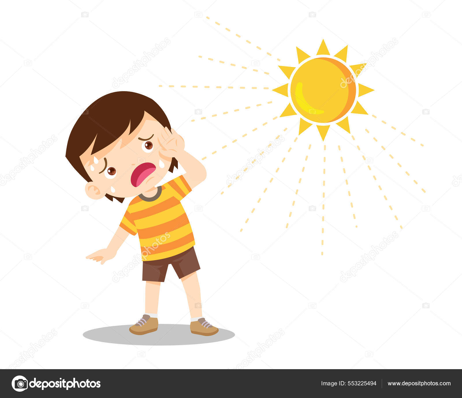 Menino Com Sede Calor Sol Verão Menino Sente Tanta Sede Vetor de  ©watcartoon 553225494, image size:1600x1380
