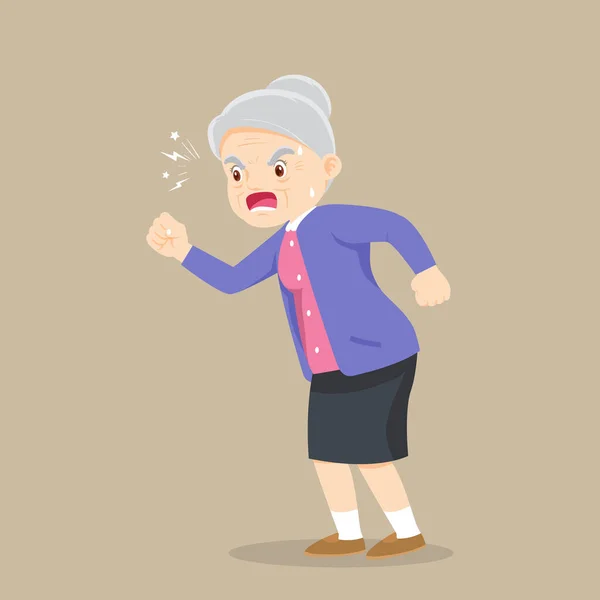 Senior Woman Having Angry Scolding — Stock Vector