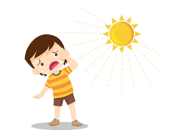 Garçon Assoiffé Chaleur Été Sun Boy Sent Assoiffé Cause Temps — Image vectorielle