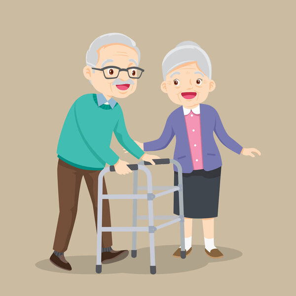 пожилая женщина заботиться о пожилом мужчине физиотерапия