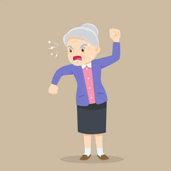 Yaşlı Kadın Kızıyor Azarlıyor — Stok Vektör