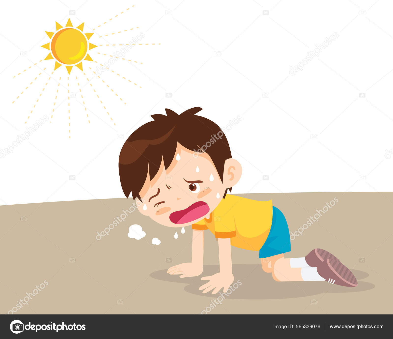 Menino Com Sede Calor Sol Verão Menino Sente Tanta Sede Vetor de  ©watcartoon 565339076, image size:1600x1380
