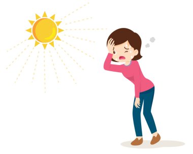 Yaz sıcağından susamış bir kadın. Sıcak hava yüzünden çok susamış.