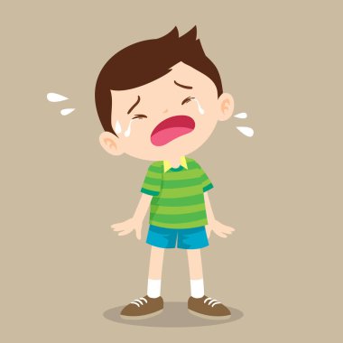 cute little boy with crying so sad expression