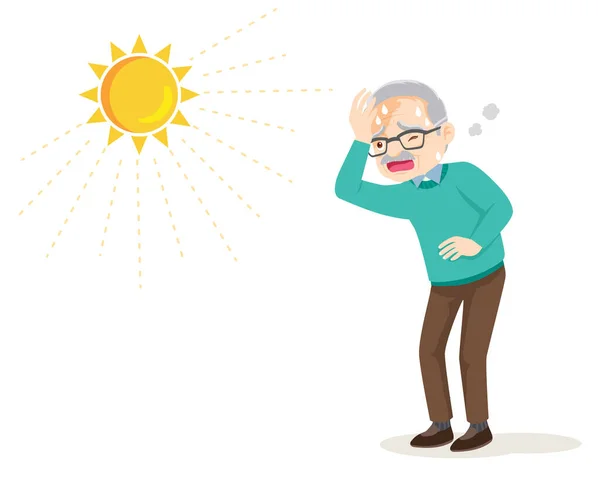 Elderly Man Thirsty Heat Summer Sun Older Feels Thirsty Because — Stock Vector