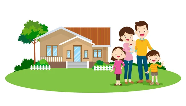 Familia Casa Familia Fondo Casa — Vector de stock