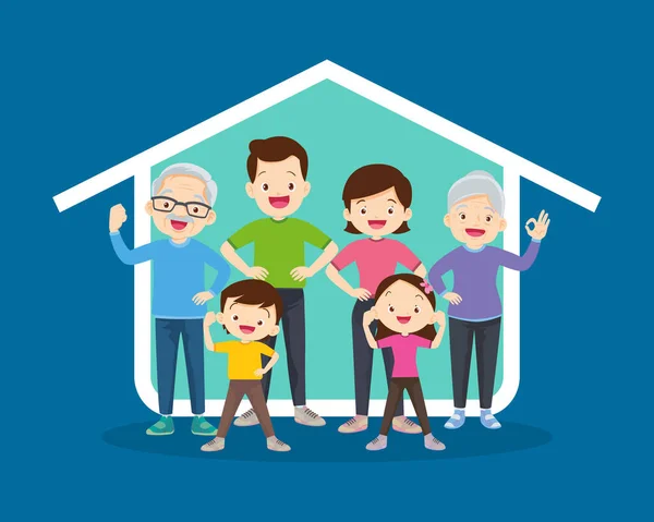 Große Familie Übung Mit Ihnen Haus Ikone Background Strong Familie — Stockvektor