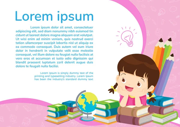 Shcool Eğitim ve Öğrenme, Fikir sahibi Çocuklar. Eğitim konsepti ve öğrenme şablonu. Web afişi, arkaplan, reklam, promosyon posteri için.