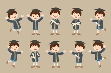 Mezuniyet elbiseleri içinde diploma giymiş gülümseyen öğrenciler.