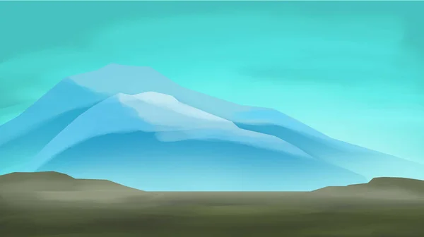 Digitale Landschapskunst Een Hoge Klif Een Prachtige Blauwe Hoge Bergachtergrond — Stockfoto