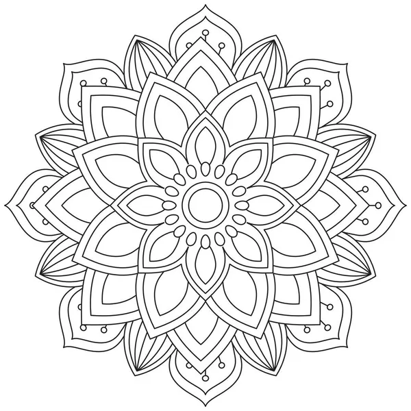 Blad Blomma Petal Färgläggning Mandala Konst Enkel Grafisk Form Vektor — Stock vektor