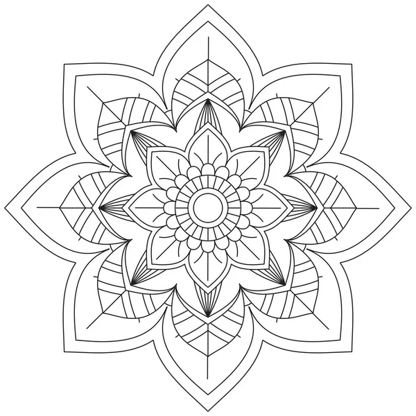 Listový Květní Lístky Zbarvení Mandala Umění Jednoduchý Grafický Tvar Vektor — Stockový vektor