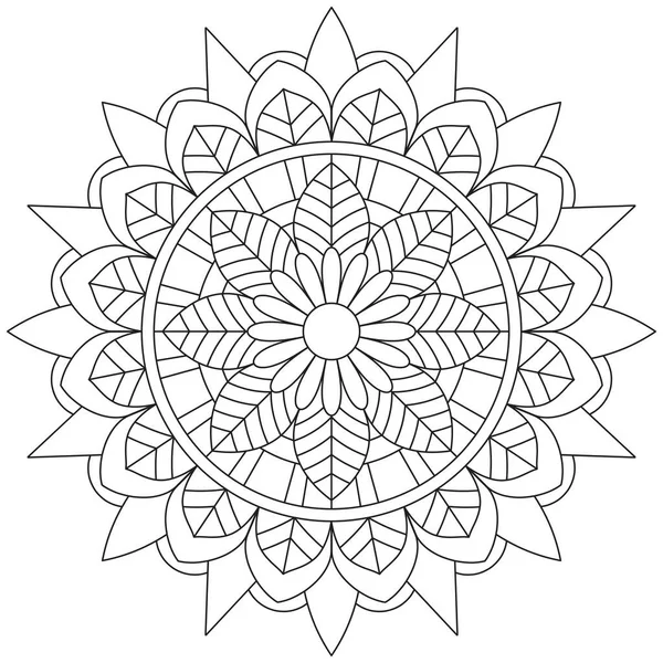 Blad Blomma Petal Färgläggning Mandala Konst Enkel Grafisk Form Vektor — Stock vektor