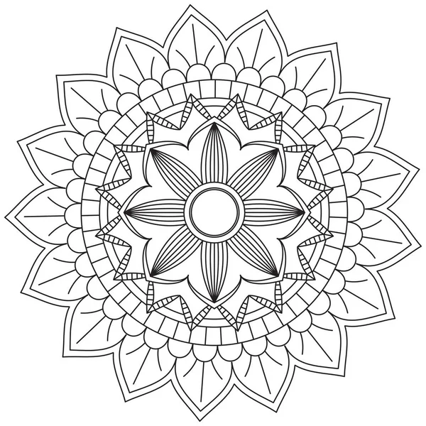 Blad Blomma Petal Färgläggning Mandala Konst Enkel Grafisk Form Vektor — Stock vektor