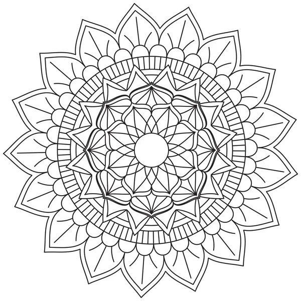 Hoja Flor Pétalo Colorear Mandala Arte Forma Gráfica Simple Vector — Vector de stock